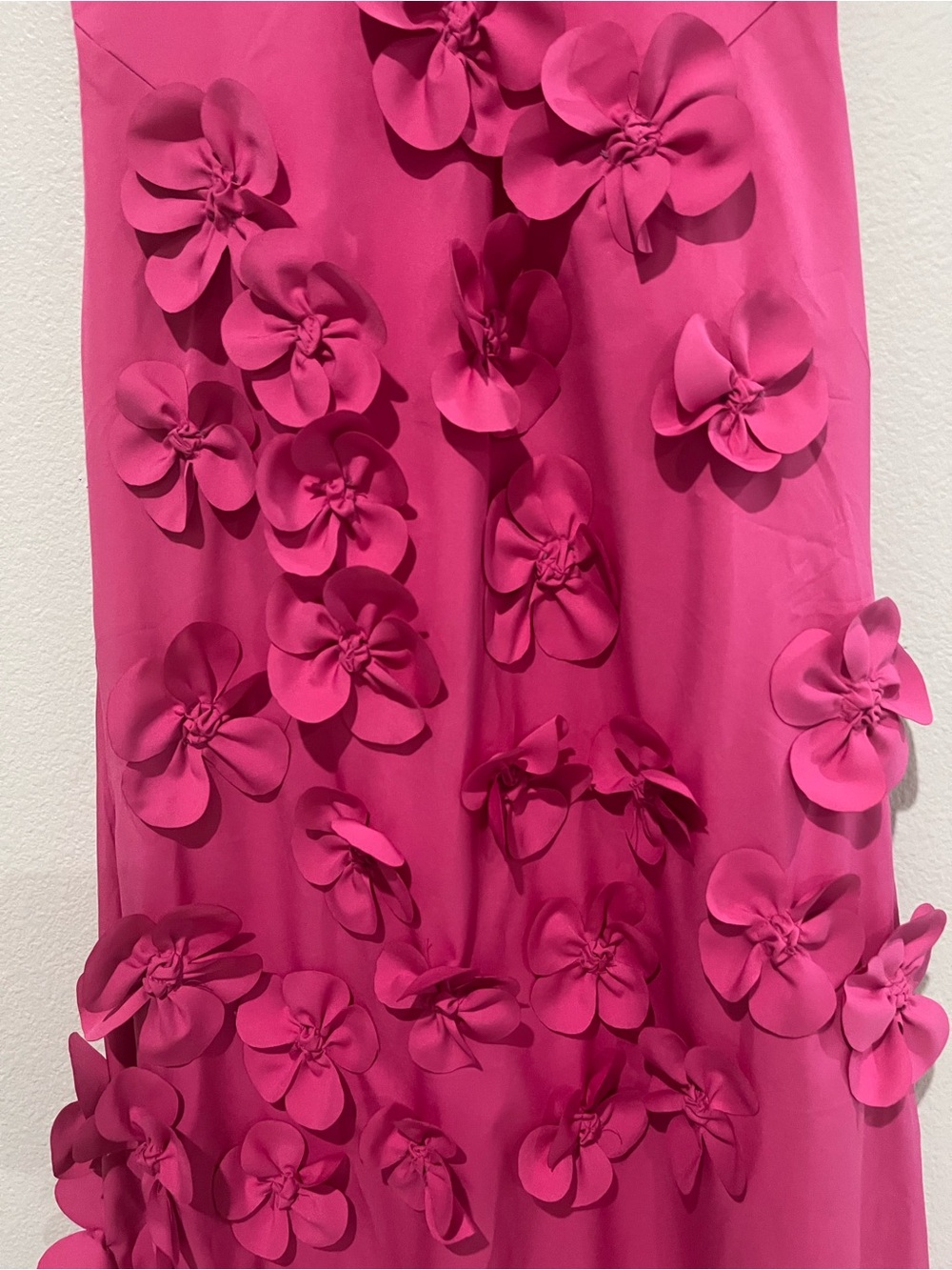 Sleeveless Fuchsia 3 D floral Appliqué Maxi Dress Sz 8 - Picture 6 of 7